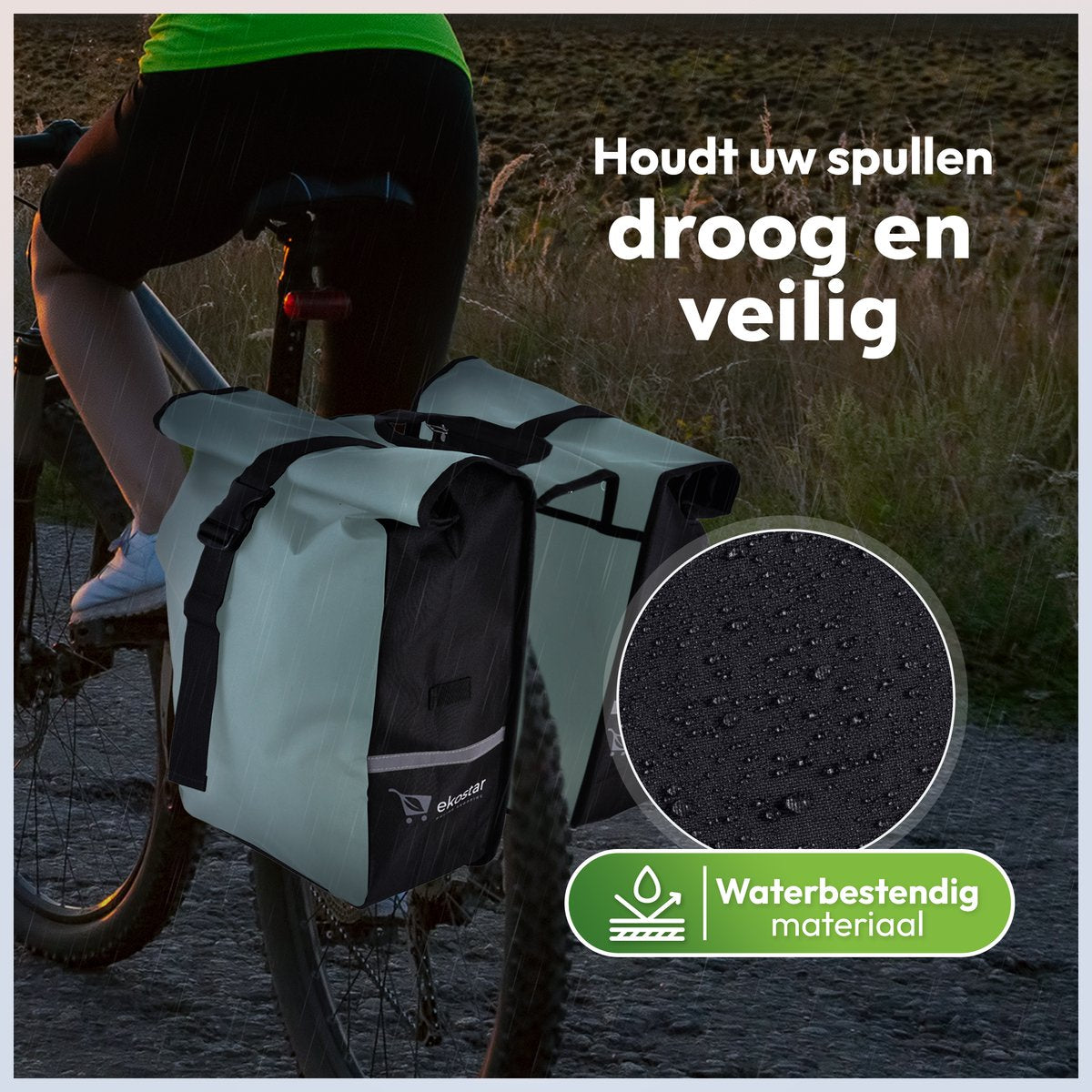 dubbele fietstas - roltop - waterafstotend - 46 L