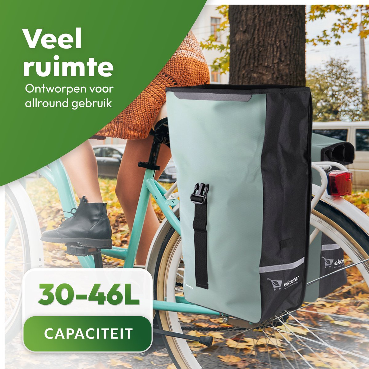 dubbele fietstas - roltop - waterafstotend - 46 L