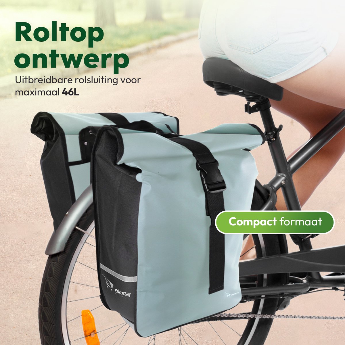 dubbele fietstas - roltop - waterafstotend - 46 L