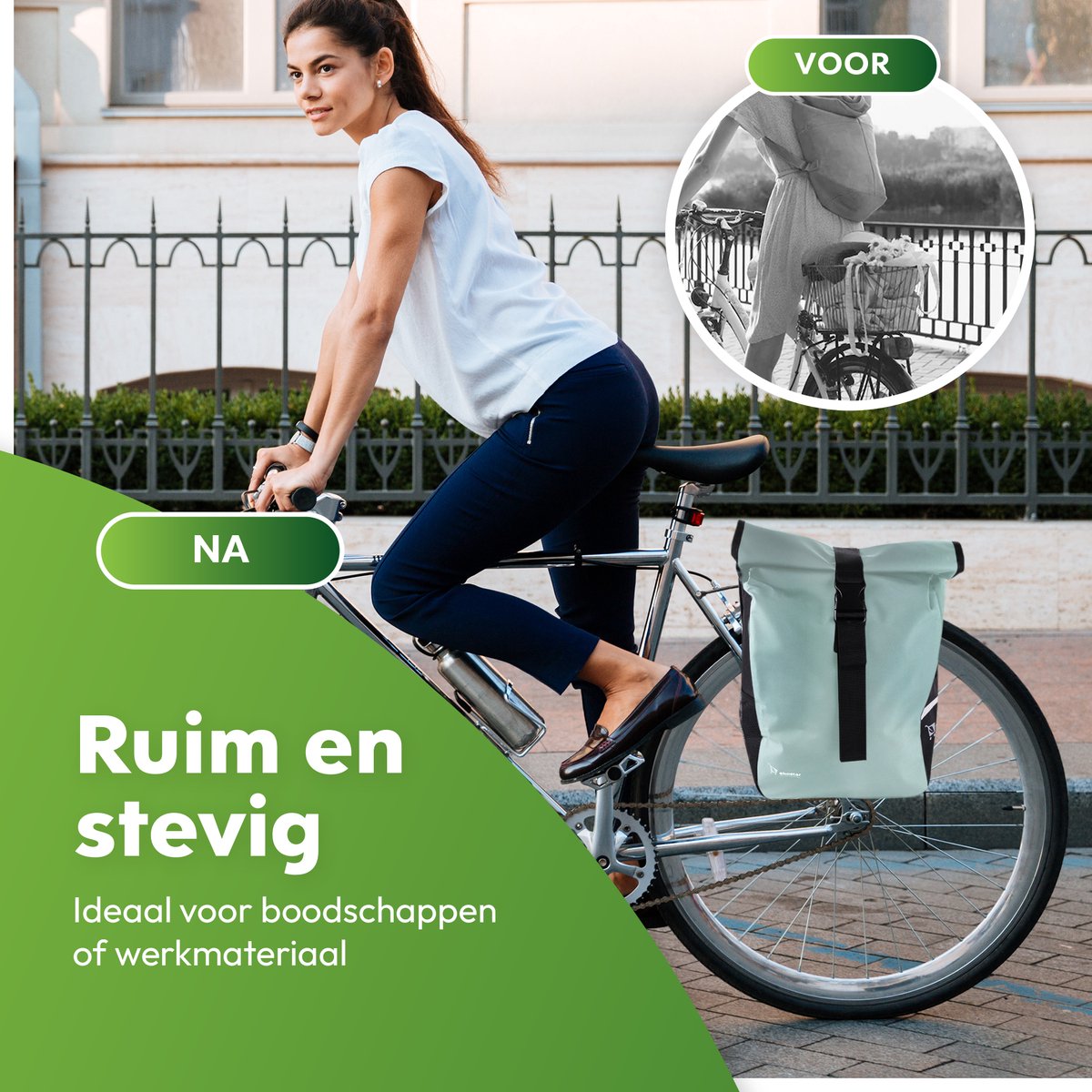 dubbele fietstas - roltop - waterafstotend - 46 L