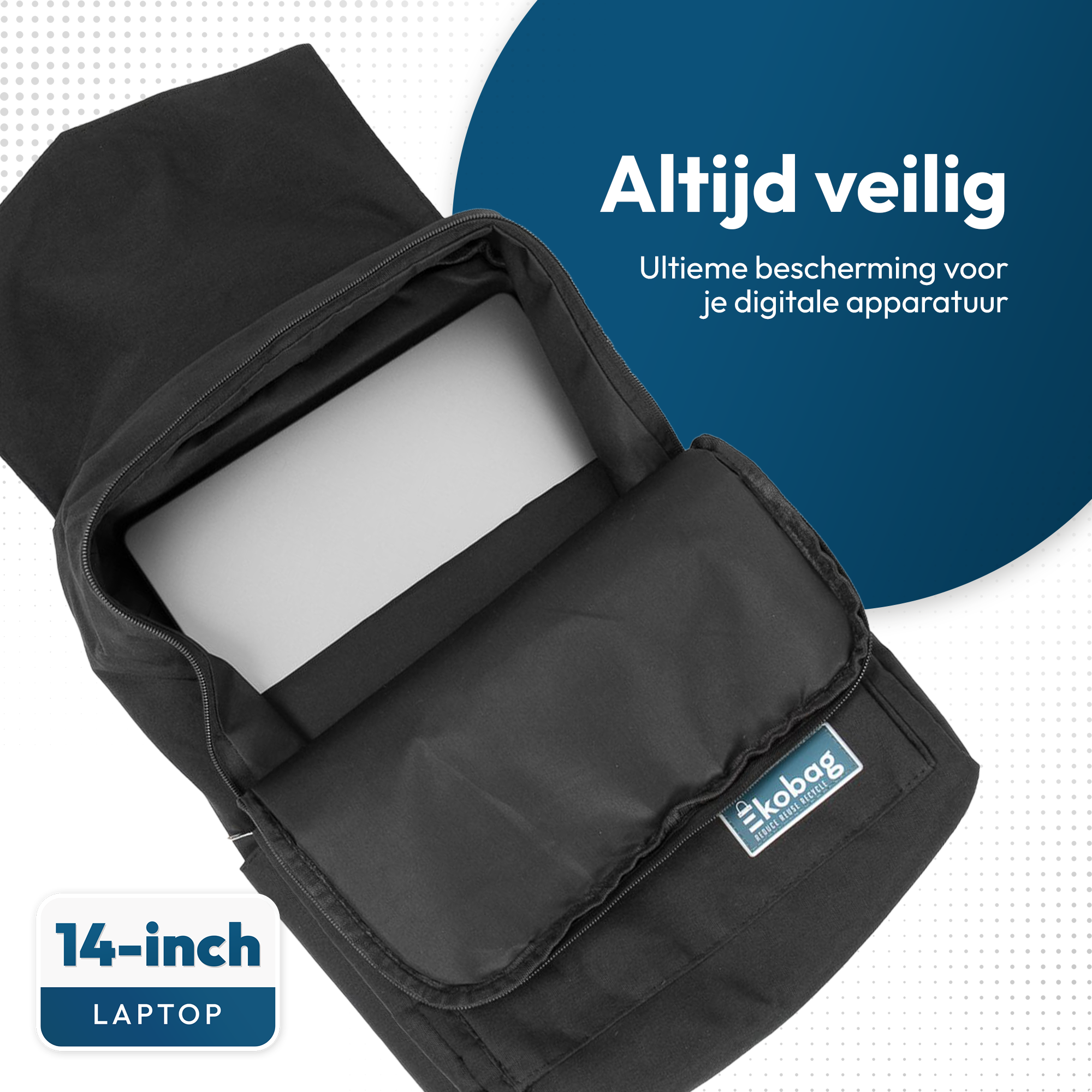 Ekobag 333 - Rugzak - Laptoptas - Schooltas - Duurzaam - Waterafstotend - 19L