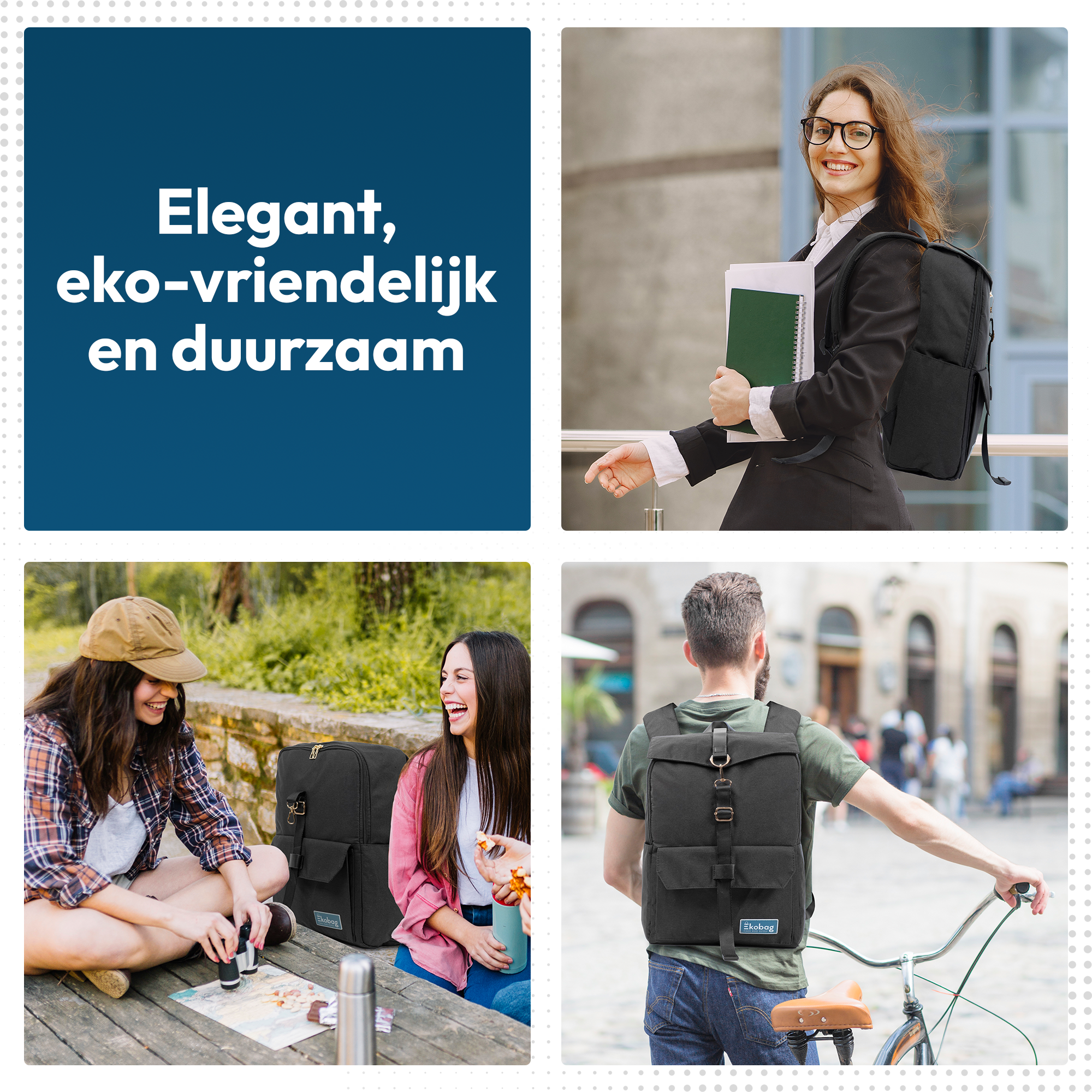 Ekobag 333 - Rugzak - Laptoptas - Schooltas - Duurzaam - Waterafstotend - 19L