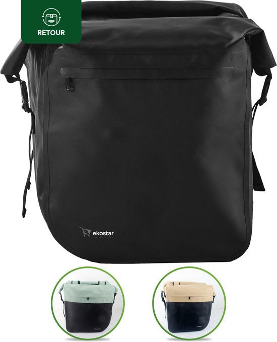 Ekostar® - Dubbele Roltop Fietstas - 100% Waterdicht - 46L - Fietstassen electrische fietsen