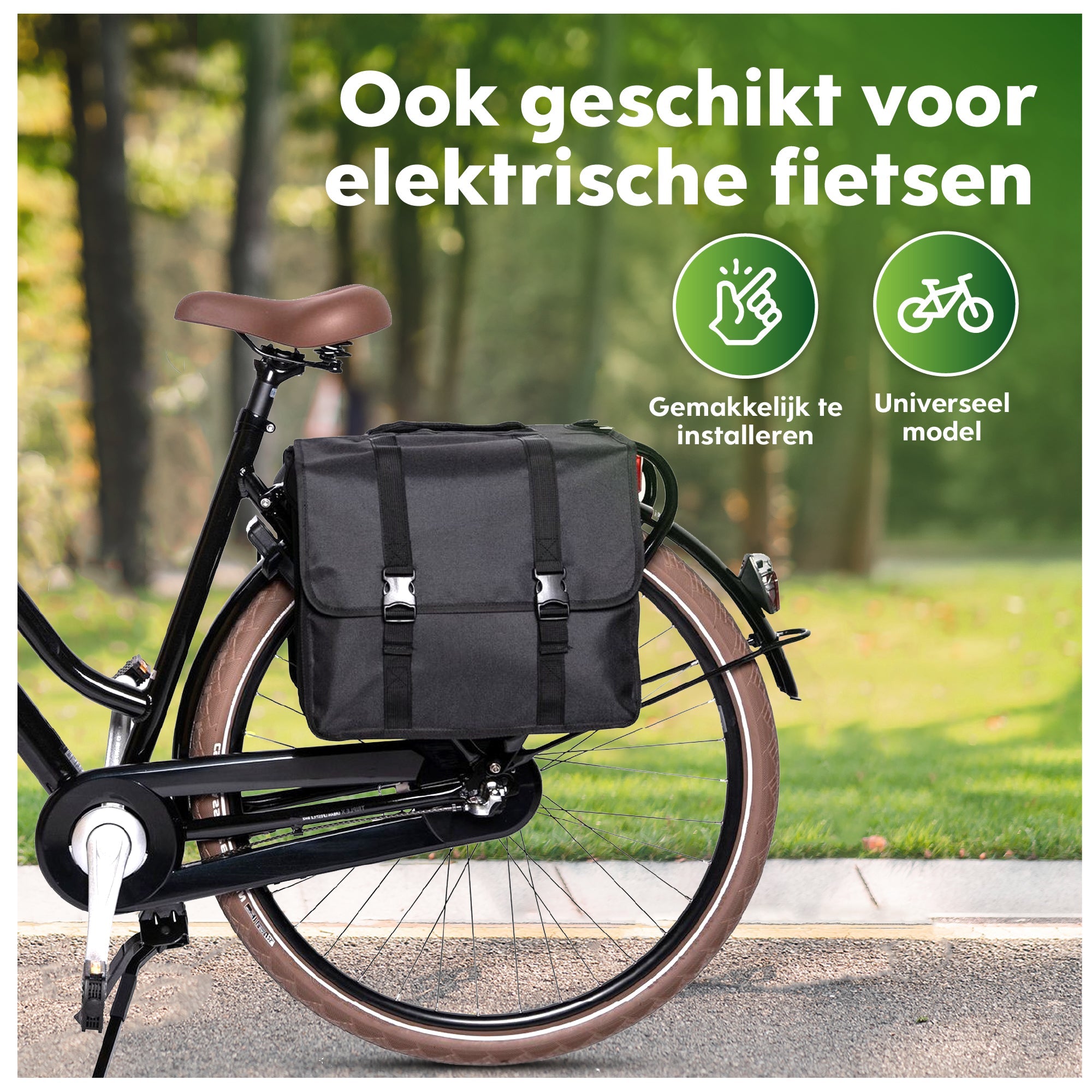 dubbele fietstas - waterafstotend - zwart - 46L - ekostar