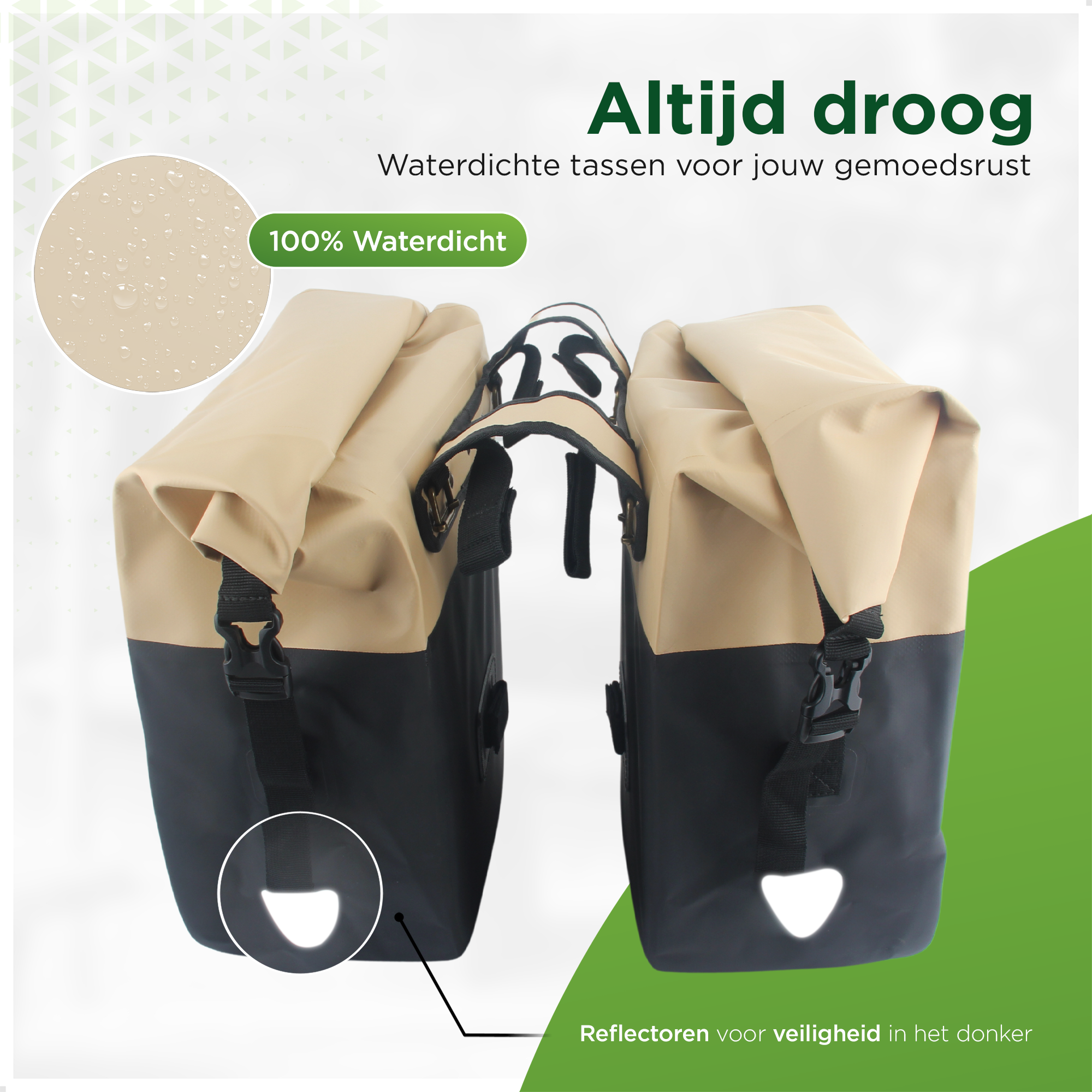 Ekostar® - Dubbele Roltop Fietstas - 100% Waterdicht - 46L - Fietstassen electrische fietsen