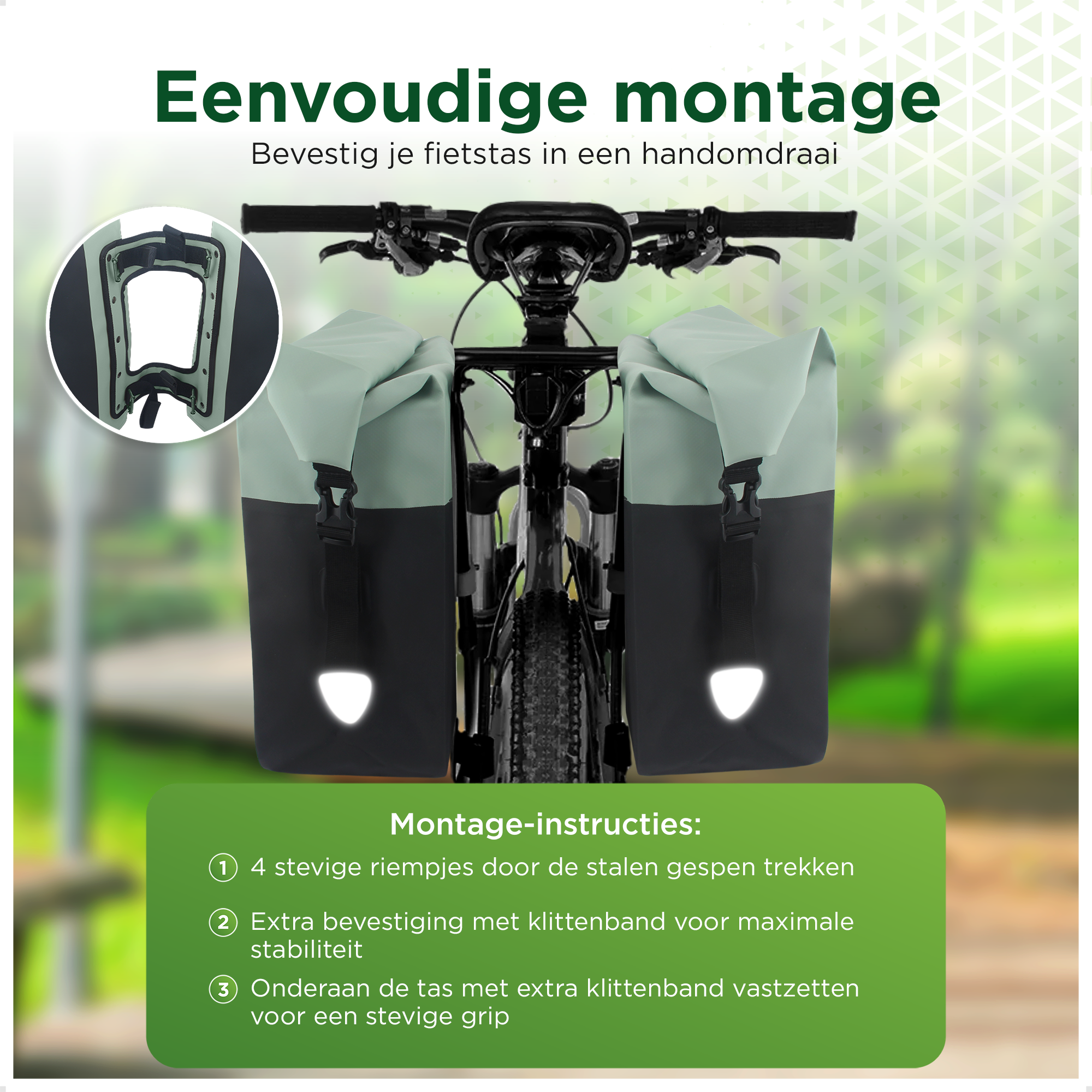 Ekostar® - Dubbele Roltop Fietstas - 100% Waterdicht - 46L - Fietstassen electrische fietsen