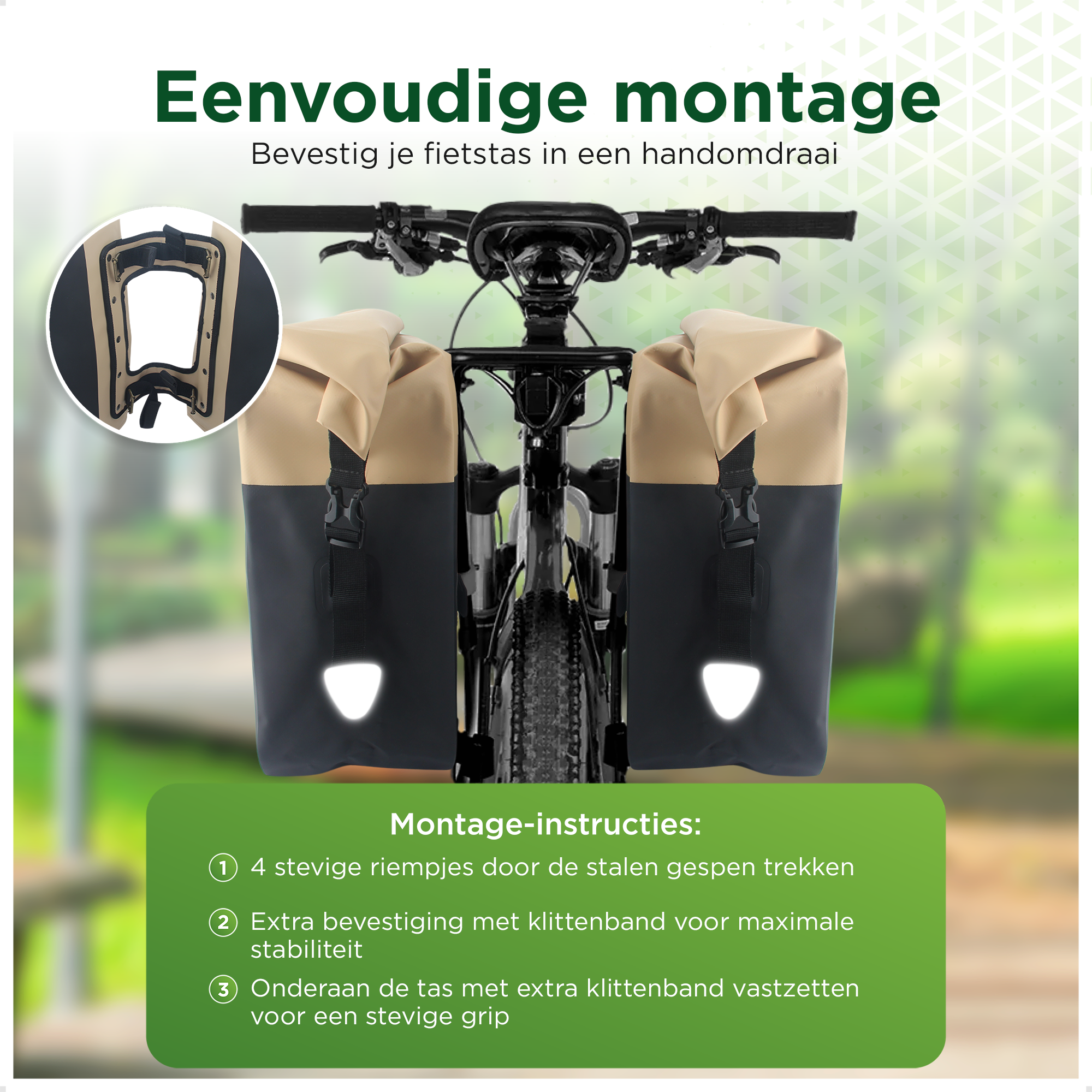 Ekostar® - Dubbele Roltop Fietstas - 100% Waterdicht - 46L - Fietstassen electrische fietsen