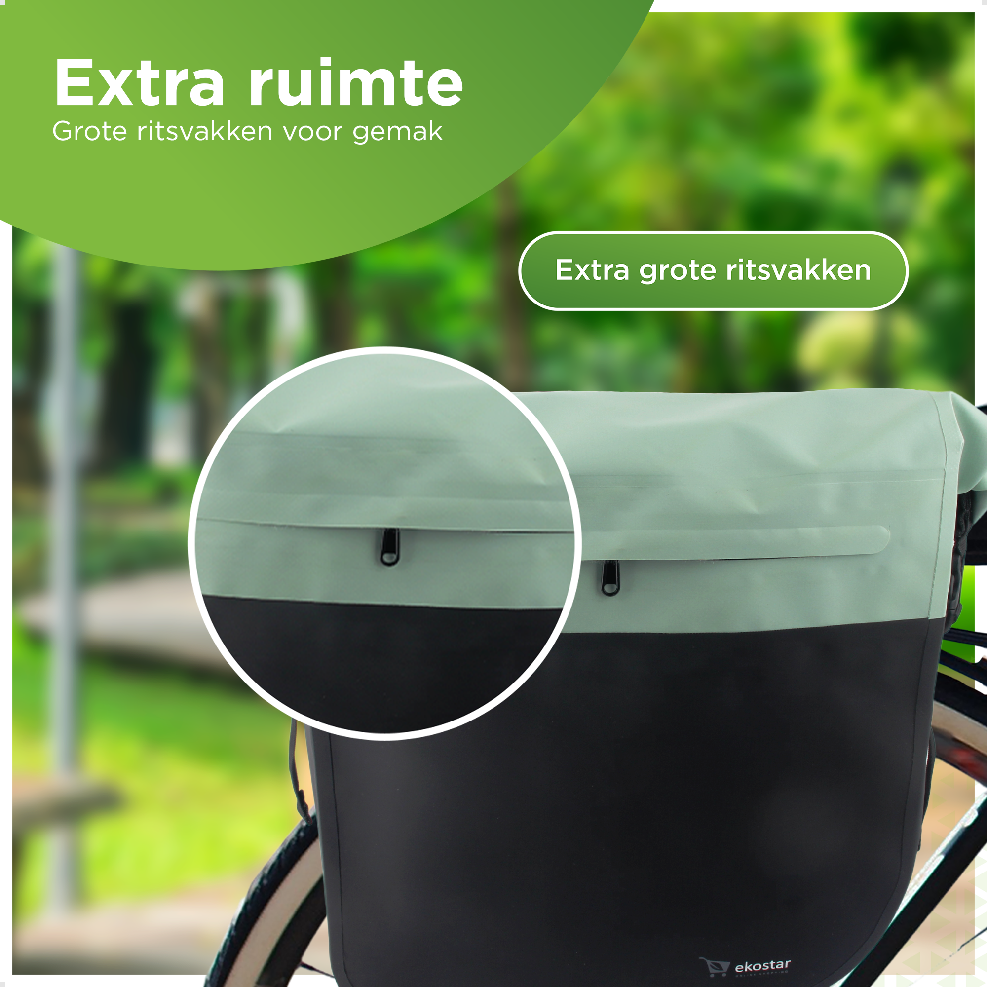 Ekostar® - Dubbele Roltop Fietstas - 100% Waterdicht - 46L - Fietstassen electrische fietsen