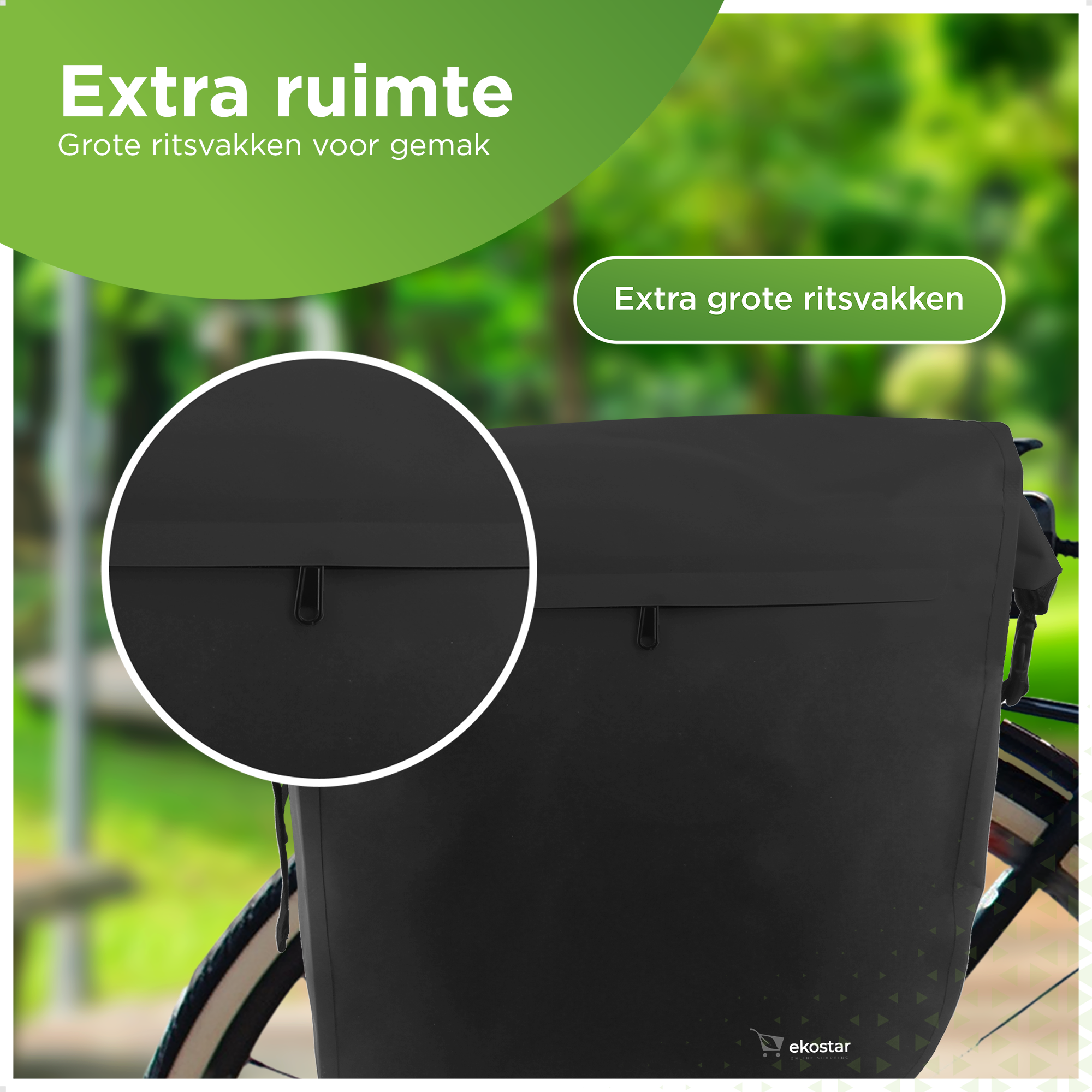 Ekostar® - Dubbele Roltop Fietstas - 100% Waterdicht - 46L - Fietstassen electrische fietsen