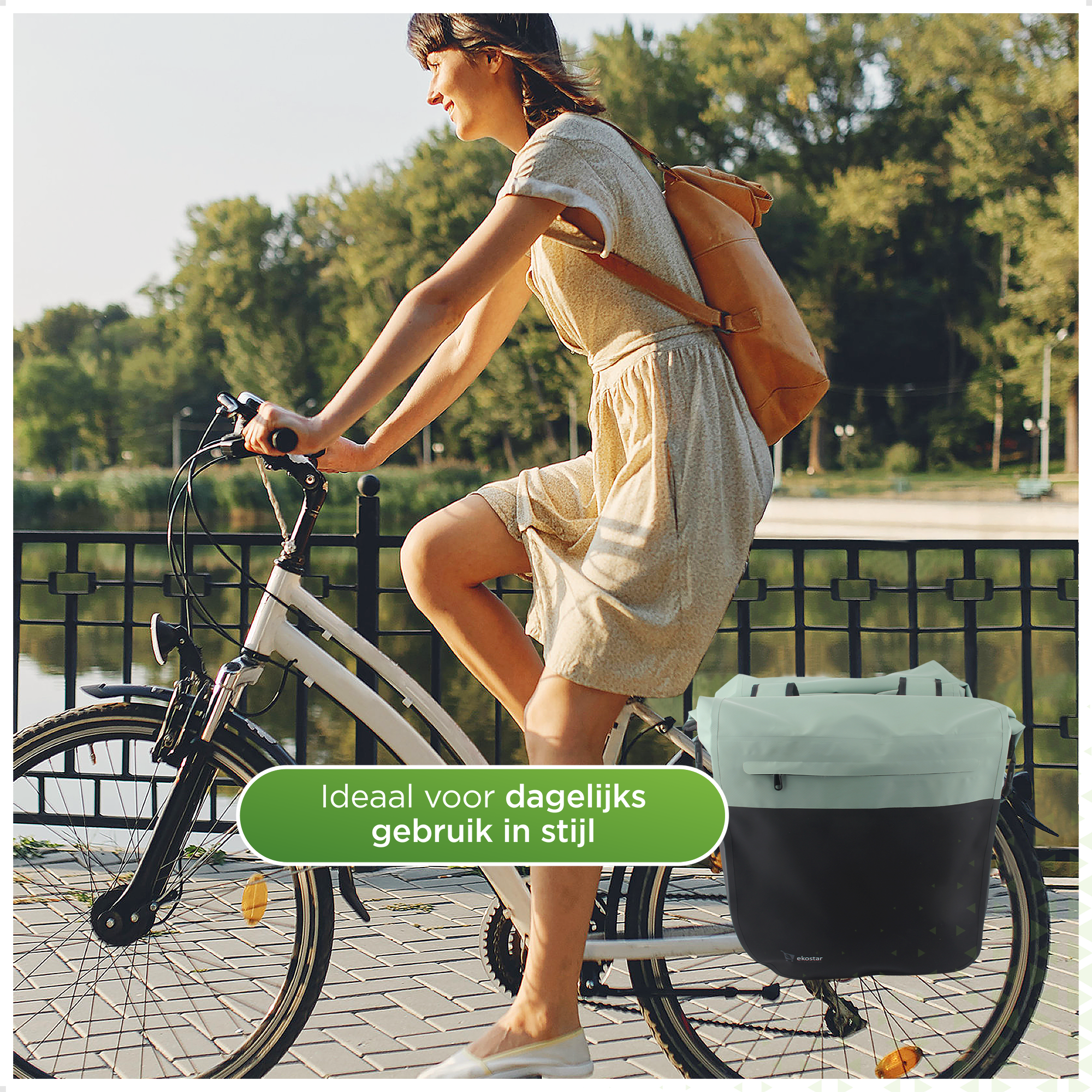 Ekostar® - Dubbele Roltop Fietstas - 100% Waterdicht - 46L - Fietstassen electrische fietsen