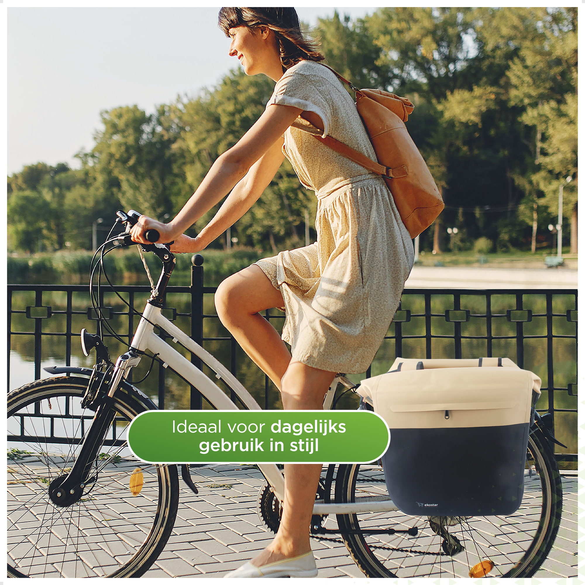 Ekostar® - Dubbele Roltop Fietstas - 100% Waterdicht - 46L - Fietstassen electrische fietsen