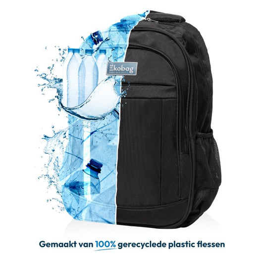 Ekobag 999 - Rugzak - 100% Recyclede plastic flessen - 29 L - Duurzaam - Waterdicht - Zwart - ekostar